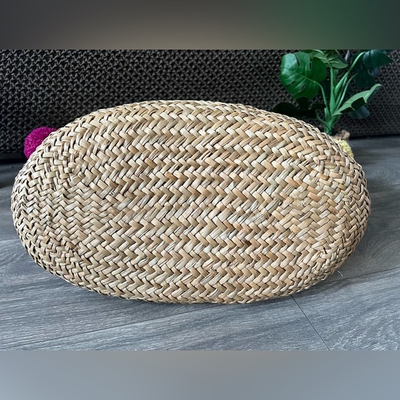 INC x Popsicle Brand Collaboration Colorful Pom-Pom Straw Tote Beach Bag. NWOT! - Picture 5 of 13